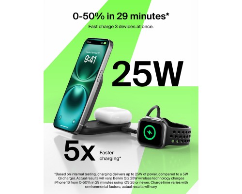Зарядний пристрій Belkin UltraCharge Wireless 2-in-1 25W black (WIZ039KQBK)