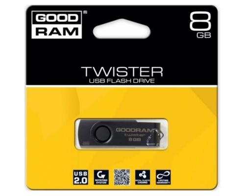 USB флеш накопичувач Goodram 8Gb Twister Black USB 2.0 (PD8GH2GRTSKKR9) 