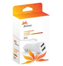 Зарядний пристрій Florence 2*USB, 2.1A + cable iPhone 6/6 Plus (CC21-IPH6)