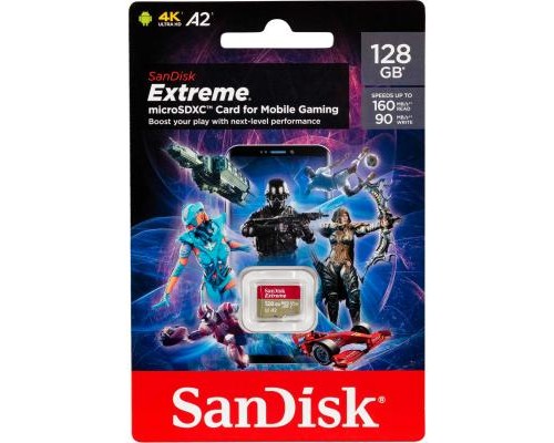 Карта пам'яті SanDisk 128GB microSD class 10 UHS-I U3 V30 A2 Extreme Mobile Gaming (SDSQXA1-128G-GN6GN)