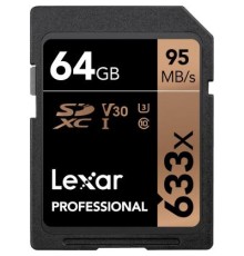 Карта пам'яті Lexar 64GB SDXC class 10 UHS-I U3 V30 633x Professional (LSD64GCB633)