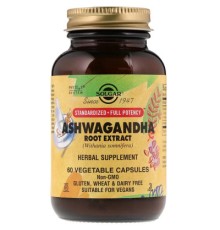Трави Solgar Ашваганда (Екстракт Кореня), Ashwagandha Root Extract, 60 ка (SOL-04104)