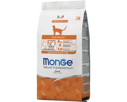 Сухий корм для кішок Monge Cat Sterilised з качкою 10 кг (8009470056182)