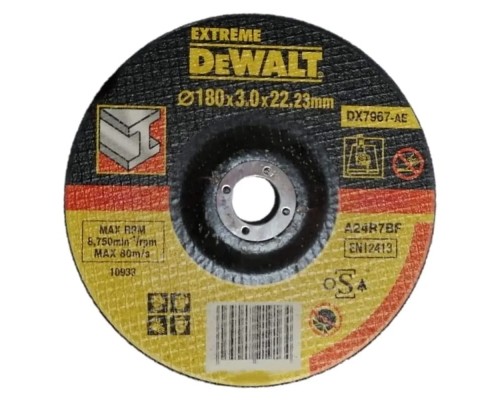 Круг відрізний DeWALT EXTREME, сталь/металеві труби та профілі/кольорові метали, 180х3.0х22.23 мм (DX7967)