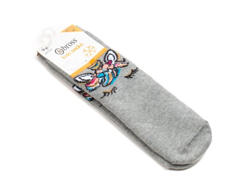 Шкарпетки дитячі Bross махрові з єдинорогом (9620-4-gray)