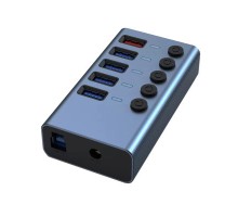 Концентратор Dynamode 5 ports USB3.0 to 4*USB3.0+2.4А Power Adapter 2.5A/12V (DM-UH-P405-G)
