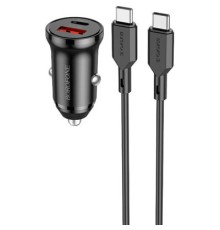 Зарядний пристрій BOROFONE BZ18A PD20W+QC3.0 car charger set (Type-C to Type-C) USB-A/Type-C Black (BZ18ACCB)