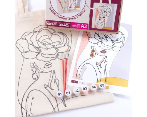 Набір для творчості Rosa Talent екосумка-розмальовка, Floral Girl А3 38х42см (4823098541202)