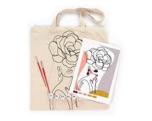 Набір для творчості Rosa Talent екосумка-розмальовка, Floral Girl А3 38х42см (4823098541202)