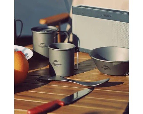 Чашка туристична Naturehike NH20CJ005 титанова з ручкою 600 мл (6927595769966)