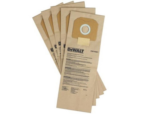 Мішок для пилососу DeWALT для DWV902, DWV905, одноразові, паперові, 5шт (DWV9401)