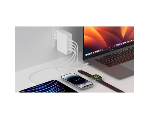 Зарядний пристрій Belkin 140W 3хUSB-С GAN PD PPS USB-A White (WCH014BTWH)