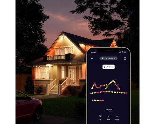 Гірлянда Twinkly Smart LED Permanent Light 72 RGB LED String, White Wire, Plug F, IP65 (TWPL072STP-TEU)