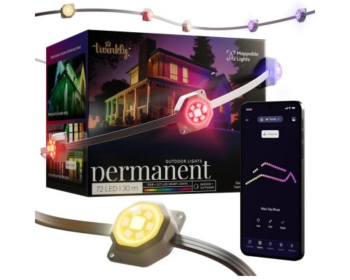 Гірлянда Twinkly Smart LED Permanent Light 72 RGB LED String, White Wire, Plug F, IP65 (TWPL072STP-TEU)