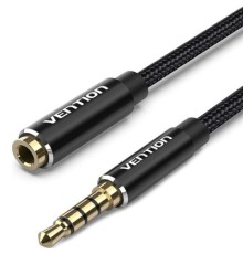 Кабель мультимедійний 3.5mm M to 3.5mm F 1.0m black Vention (BHBBF)