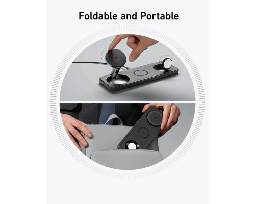 Зарядний пристрій Anker MagGo Wireless Charging Station 15W 3-in-1 Pad Black (B25M1311)