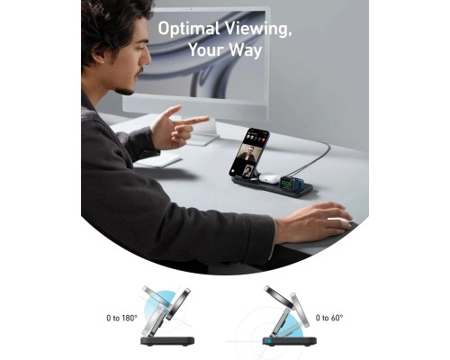 Зарядний пристрій Anker MagGo Wireless Charging Station 15W 3-in-1 Pad Black (B25M1311)