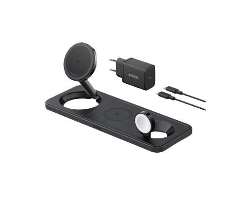 Зарядний пристрій Anker MagGo Wireless Charging Station 15W 3-in-1 Pad Black (B25M1311)