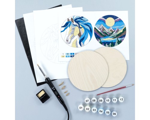 Набір для творчості Rosa Start Horse and Mountains випалювання картини на дереві, з фарбами, в коробці (4823098544678)