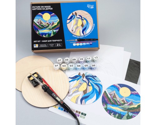 Набір для творчості Rosa Start Horse and Mountains випалювання картини на дереві, з фарбами, в коробці (4823098544678)
