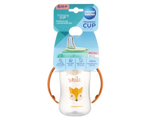 Поїльник-непроливайка Canpol babies Cute Animals тренувальна з силіконовим носиком 320 мл, помаранчева (56/512_ora)