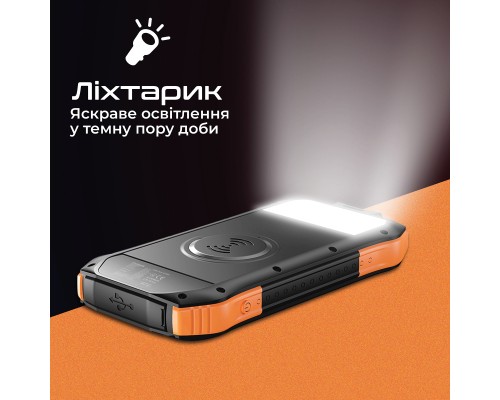 Батарея універсальна Promate 10000mAh PD/20W, QC/3/0, Solar, QI, IP65 (solartank-10pdqi.black)