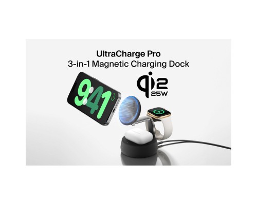 Зарядний пристрій Belkin UltraCharge Pro Wireless 3-in-1 25W charcoal (WIZ040KQCH)