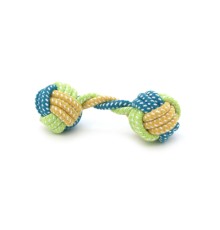 Іграшка для собак Voltronic Мотузка-апорт із вузлами форма гантелі 6х18 см зелено-синя (YT41104)