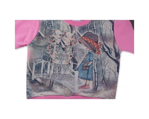 Набір дитячого одягу Breeze з дівчинкою і штанцями в квіточку (8075-80/G-pink)