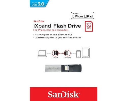 USB флеш накопичувач SanDisk 32GB iXpand USB 3.0/Lightning (SDIX30C-032G-GN6NN)