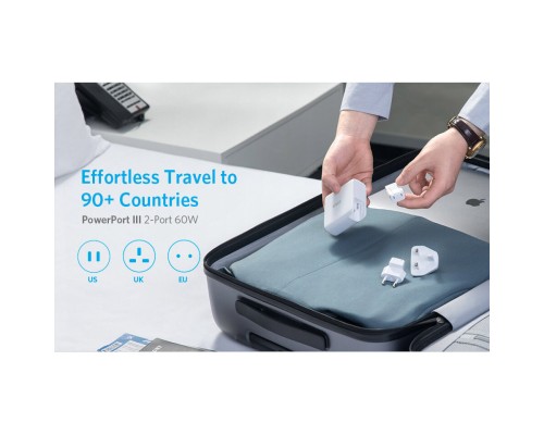 Зарядний пристрій Anker PowerPort Atom III Duo - 60W 2xUSB-С (White) (A2629H21)