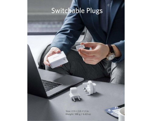 Зарядний пристрій Anker PowerPort Atom III Duo - 60W 2xUSB-С (White) (A2629H21)