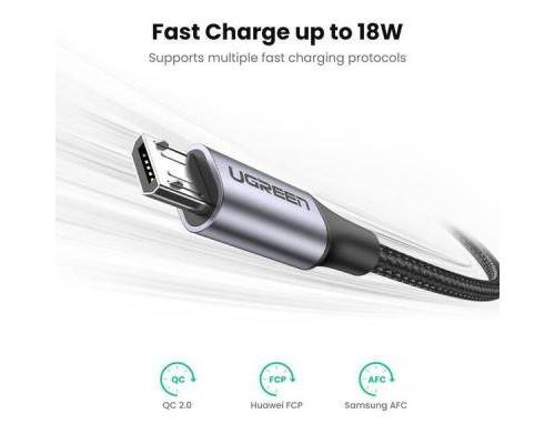 Дата кабель USB 2.0 AM to Micro 5P 1.0m US290 Aluminum Braid Black Ugreen (60146)