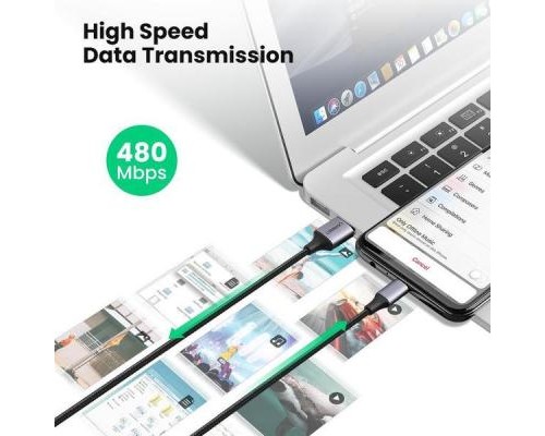 Дата кабель USB 2.0 AM to Micro 5P 1.0m US290 Aluminum Braid Black Ugreen (60146)