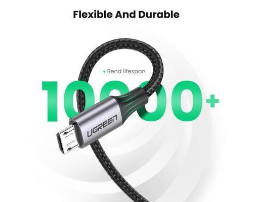 Дата кабель USB 2.0 AM to Micro 5P 1.0m US290 Aluminum Braid Black Ugreen (60146)