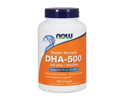Жирні кислоти Now Foods DHA (докозагексаєнова кислота) 500 мг, 180 желатинових кап (NOW-01613)
