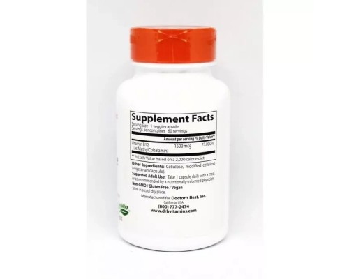 Вітамін Doctor's Best Повністю Активоване Вітамін В12 1500мкг, 60 гелевих (DRB-00286) Вітамін Doctor's Best Повністю Активоване Вітамін В12 1500мкг, 60 гелевих (DRB-00286)