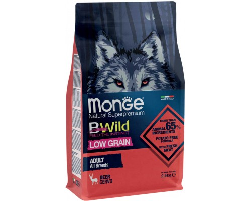 Сухий корм для собак Monge Dog Bwild Low Grain оленина 2.5 кг (8009470011983)