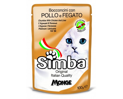 Вологий корм для кішок Simba Cat Wet курка та лівер 100 г (8009470009355)