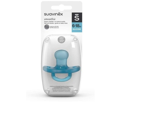 Пустушка Suavinex силіконова анатомічна, 6-18 міс. блакитна (307253)