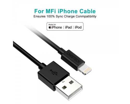 Дата кабель USB 2.0 AM to Lightning 1.2m 2.1A MFI Black Choetech (IP0026-BK)