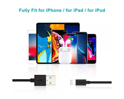 Дата кабель USB 2.0 AM to Lightning 1.2m 2.1A MFI Black Choetech (IP0026-BK)