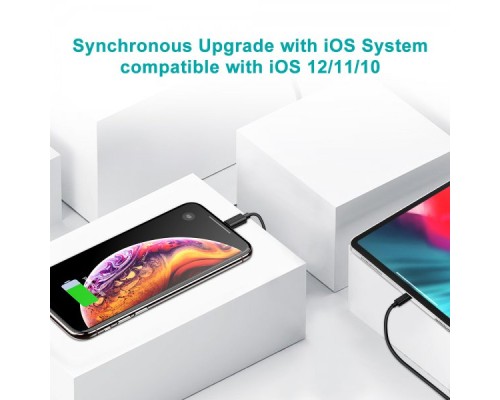 Дата кабель USB 2.0 AM to Lightning 1.2m 2.1A MFI Black Choetech (IP0026-BK)