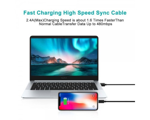 Дата кабель USB 2.0 AM to Lightning 1.2m 2.1A MFI Black Choetech (IP0026-BK)