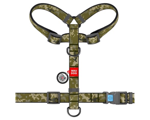 Шлея для собак WAUDOG Nylon з QR паспортом анатомічна H-подібна 