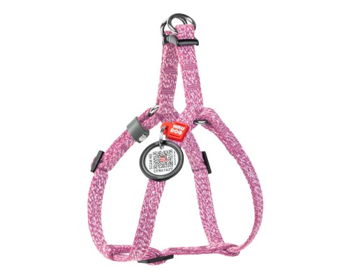Шлея для котів WAUDOG Re-cotton з QR паспортом XS Ш 10 мм В=С: 28-40 см рожева (16707)