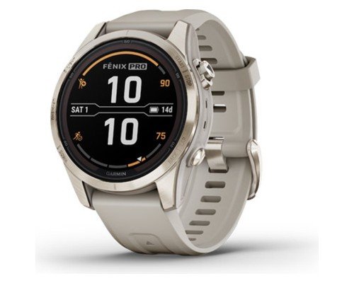 Смарт-годинник Garmin fenix 7S Pro Saph Solar, Soft Gold SS w/Lt. Sand Band, GPS (010-02776-15)