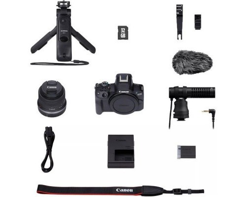 Цифровий фотоапарат Canon EOS R50 + RF-S 18-45 IS STM Black Creator Kit (5811C036)