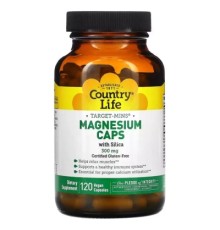 Мінерали Country Life Магній з кремнієм, 300 мг, Target-Mins, Magnesium Caps with Silica, 120 вегет. (CLF-02475)