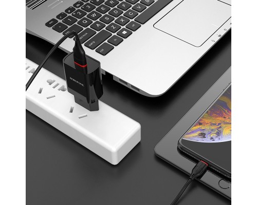 Зарядний пристрій BOROFONE BA20A Sharp charger set(Lightning) Black (BA20ALB)